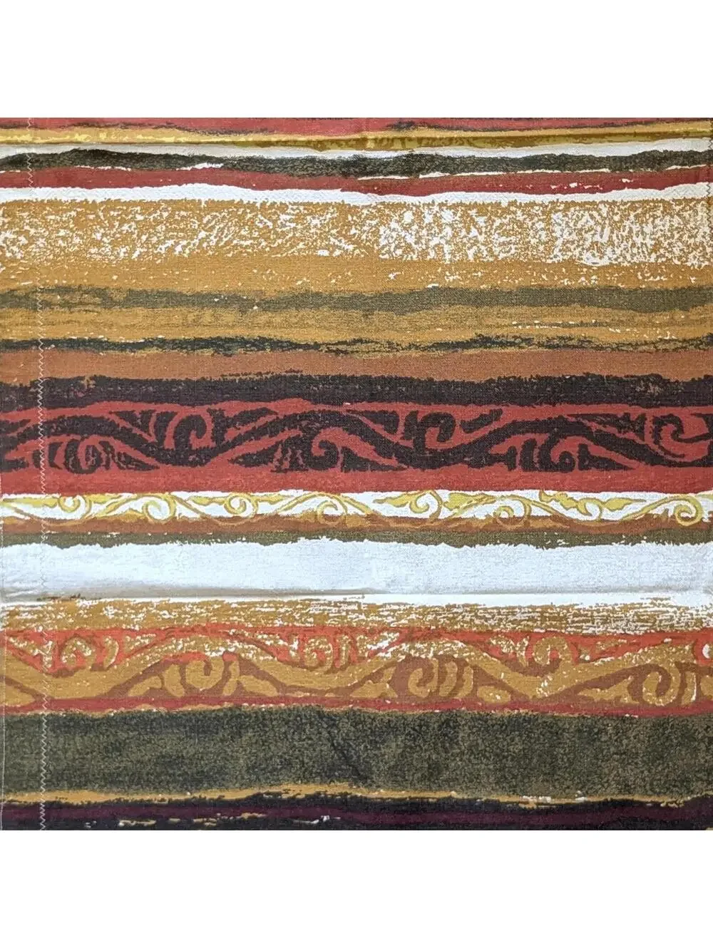 Vintage Barkcloth Curtains - Drapery Panels - Tiki Polynesian Print